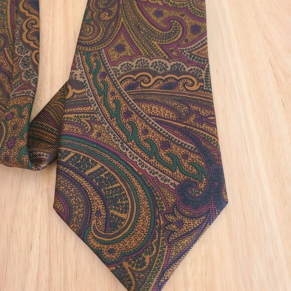 Vtg Brooks Brothers Paisley Silk Tie Preppy USA Made Italian Fabric Hand made - Picture 3 of 8
